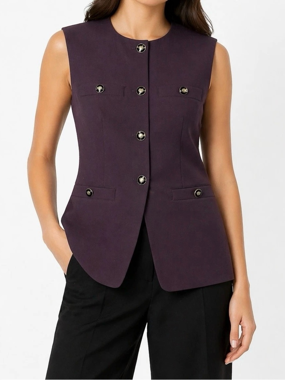 NWT Rachel Zoe Tailored Sleeveless Vest in Merlot
